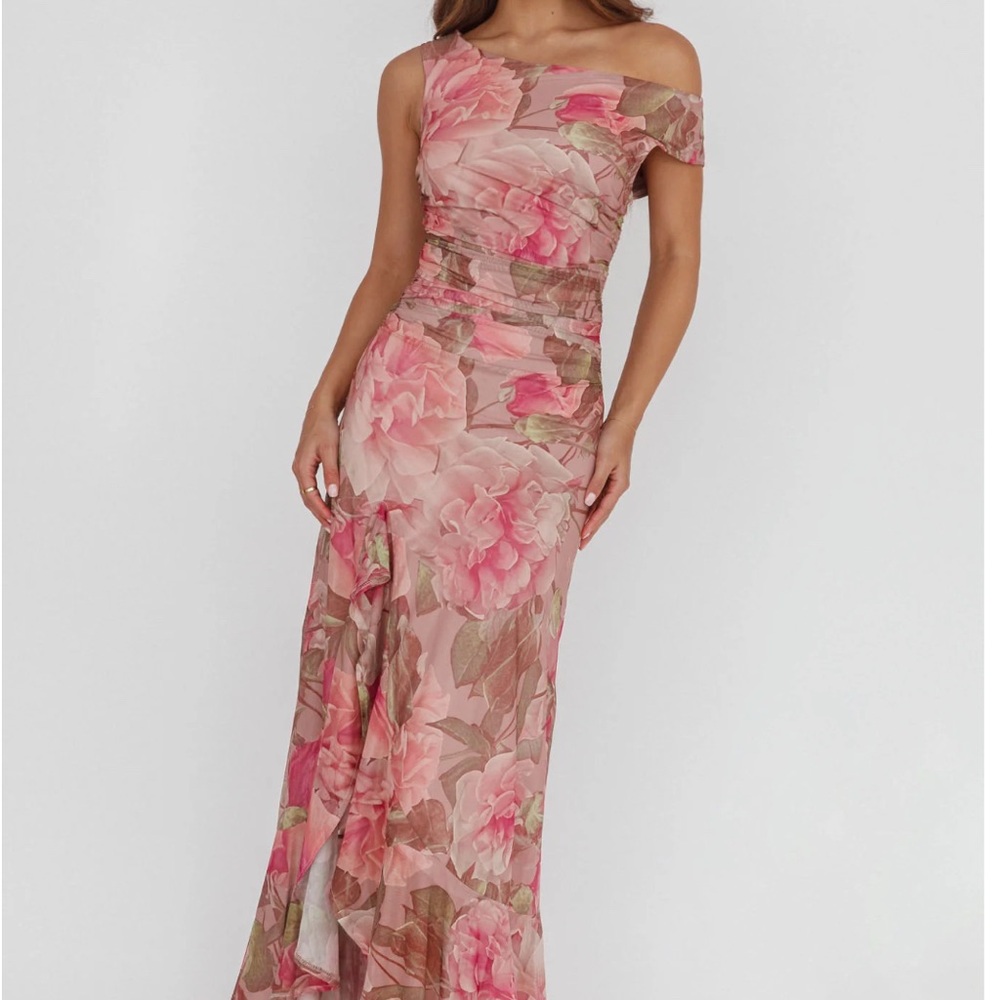 Selfie Leslie Pink Floral One-Shoulder Dress